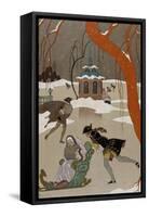 Ice Skating on the Frozen Lake-Georges Barbier-Framed Stretched Canvas