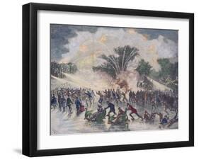 Ice-Skating Party at the Bois De Boulogne, Paris-Édouard Riou-Framed Giclee Print