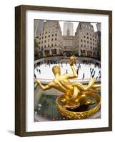 Ice Skating Rink Below the Rockefeller Centre Building on Fifth Avenue, New York City, New York, Un-Gavin Hellier-Framed Photographic Print