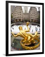 Ice Skating Rink Below the Rockefeller Centre Building on Fifth Avenue, New York City, New York, Un-Gavin Hellier-Framed Photographic Print