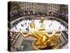 Ice Skating Rink Below the Rockefeller Centre Building on Fifth Avenue, New York City, New York, Un-Gavin Hellier-Stretched Canvas