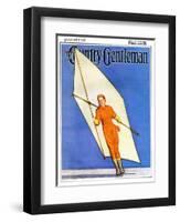 "Ice-Skating under Sail," Country Gentleman Cover, January 1, 1931-McClelland Barclay-Framed Premium Giclee Print