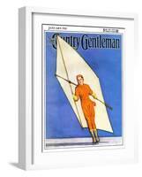 "Ice-Skating under Sail," Country Gentleman Cover, January 1, 1931-McClelland Barclay-Framed Giclee Print