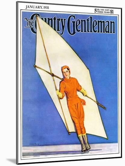 "Ice-Skating under Sail," Country Gentleman Cover, January 1, 1931-McClelland Barclay-Mounted Giclee Print
