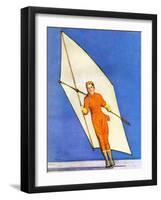 "Ice-Skating under Sail,"January 1, 1931-McClelland Barclay-Framed Giclee Print