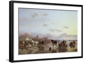Ice Sleighs-Andreas Schelfhout-Framed Premium Giclee Print