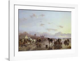 Ice Sleighs-Andreas Schelfhout-Framed Premium Giclee Print