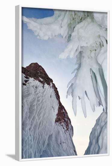 Ice Splash Out Formation With Icicles, Lake Baikal, Siberia, Russia, March-Olga Kamenskaya-Framed Photographic Print