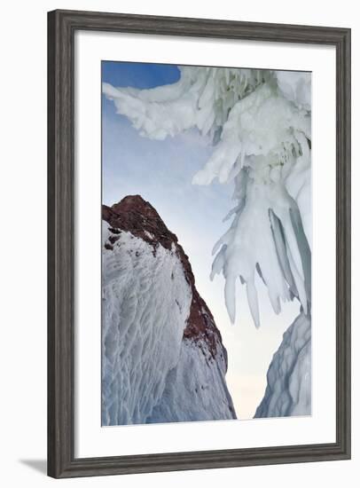 Ice Splash Out Formation With Icicles, Lake Baikal, Siberia, Russia, March-Olga Kamenskaya-Framed Photographic Print