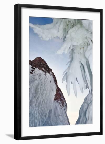 Ice Splash Out Formation With Icicles, Lake Baikal, Siberia, Russia, March-Olga Kamenskaya-Framed Photographic Print