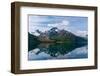 Ice streaked mountains reflect on Holandsfjorden near Svartisen glacier. Svartisen, Norway.-Sergio Pitamitz-Framed Photographic Print