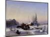 Ice Transport. Winter View of the Formerly Wine Village on Vasily Island in St Petersburg, 1849 (Oi-Lef Feliksovich Lagorio-Mounted Giclee Print