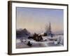 Ice Transport. Winter View of the Formerly Wine Village on Vasily Island in St Petersburg, 1849 (Oi-Lef Feliksovich Lagorio-Framed Giclee Print