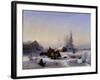 Ice Transport. Winter View of the Formerly Wine Village on Vasily Island in St Petersburg, 1849 (Oi-Lef Feliksovich Lagorio-Framed Giclee Print