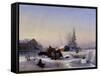 Ice Transport. Winter View of the Formerly Wine Village on Vasily Island in St Petersburg, 1849 (Oi-Lef Feliksovich Lagorio-Framed Stretched Canvas