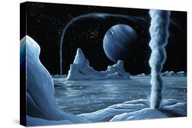 Ice Volcanoes on Triton, Artwork-Richard Bizley-Stretched Canvas