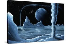 Ice Volcanoes on Triton, Artwork-Richard Bizley-Stretched Canvas