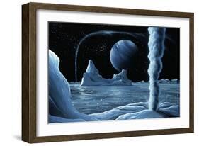 Ice Volcanoes on Triton, Artwork-Richard Bizley-Framed Photographic Print