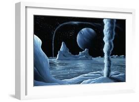 Ice Volcanoes on Triton, Artwork-Richard Bizley-Framed Photographic Print