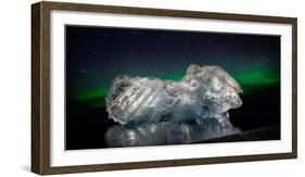 Ice with the Aurora Borealis. Ice Formations Come from the Jokulsarlon Glacial Lagoon-null-Framed Photographic Print