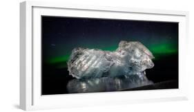 Ice with the Aurora Borealis. Ice Formations Come from the Jokulsarlon Glacial Lagoon-null-Framed Photographic Print