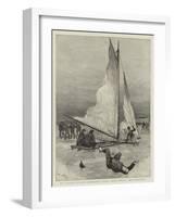 Ice Yachting on Loch Cobbinshaw, Ready About, Result, Man Overboard-Joseph Nash-Framed Giclee Print