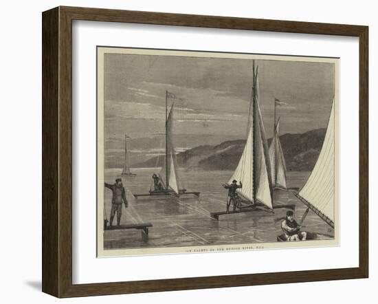 Ice Yachts on the Hudson River, USA-Joseph Nash-Framed Giclee Print