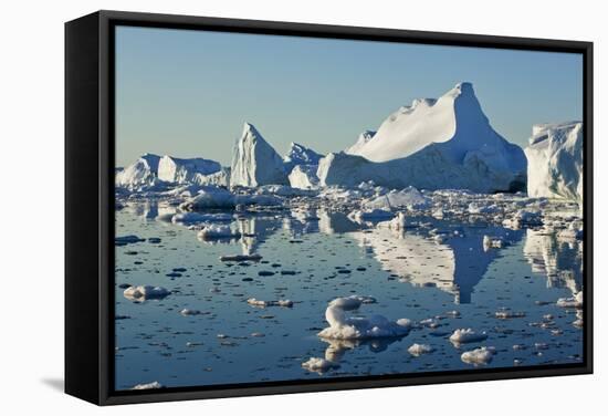 Iceberg and Bergy Bits in Disko Bay in Greenland-null-Framed Stretched Canvas