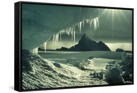 Iceberg And Icicles-Doug Allan-Framed Stretched Canvas