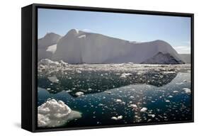 Iceberg and Pieces of Ice in Greenland-Françoise Gaujour-Framed Stretched Canvas