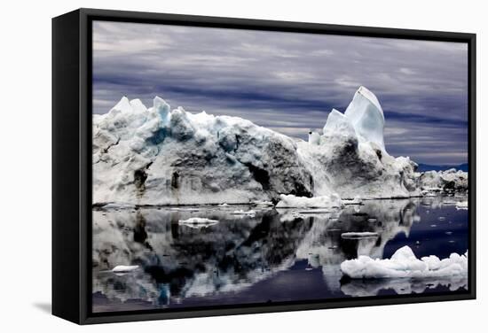 Iceberg and Pieces of Ice in Greenland-Françoise Gaujour-Framed Stretched Canvas