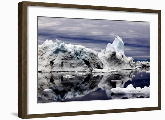 Iceberg and Pieces of Ice in Greenland-Françoise Gaujour-Framed Photographic Print