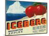 Iceberg Apple Label - Yakima, WA-Lantern Press-Mounted Art Print