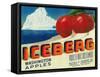 Iceberg Apple Label - Yakima, WA-Lantern Press-Framed Stretched Canvas