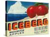 Iceberg Apple Label - Yakima, WA-Lantern Press-Stretched Canvas