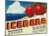 Iceberg Apple Label - Yakima, WA-Lantern Press-Mounted Art Print