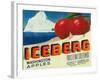 Iceberg Apple Label - Yakima, WA-Lantern Press-Framed Art Print