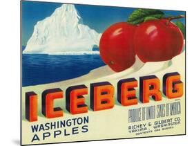 Iceberg Apple Label - Yakima, WA-Lantern Press-Mounted Art Print