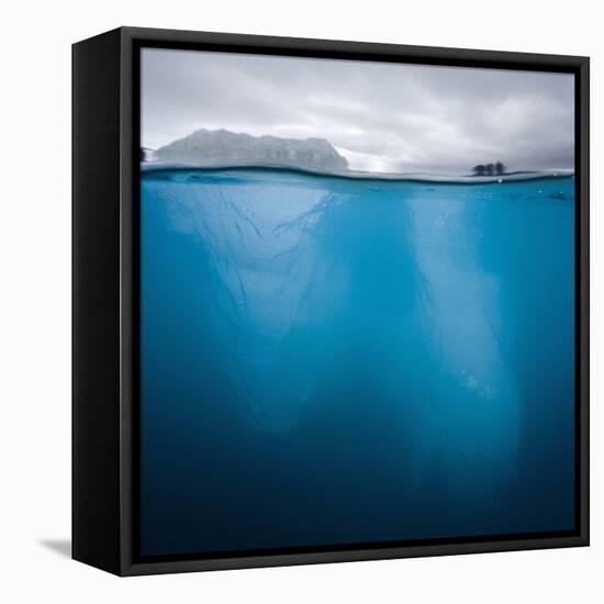 Iceberg Floating, Lilliehook Glacier, Lilliehookfjorden, Krossfjorde, Spitsbergen, Svalbard, Norway-Paul Souders-Framed Stretched Canvas