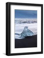 Iceberg from melting glacier on black sand beach near Jokulsarlon glacier lagoon-Ed Hasler-Framed Photographic Print