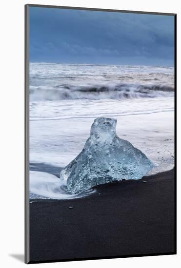 Iceberg from melting glacier on black sand beach near Jokulsarlon glacier lagoon-Ed Hasler-Mounted Photographic Print