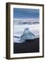 Iceberg from melting glacier on black sand beach near Jokulsarlon glacier lagoon-Ed Hasler-Framed Photographic Print