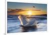 Iceberg from melting glacier on black sand beach near Jokulsarlon glacier lagoon-Ed Hasler-Framed Photographic Print