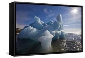 Iceberg Melting under Summer Sun in Burgerbukta Bay-Paul Souders-Framed Stretched Canvas