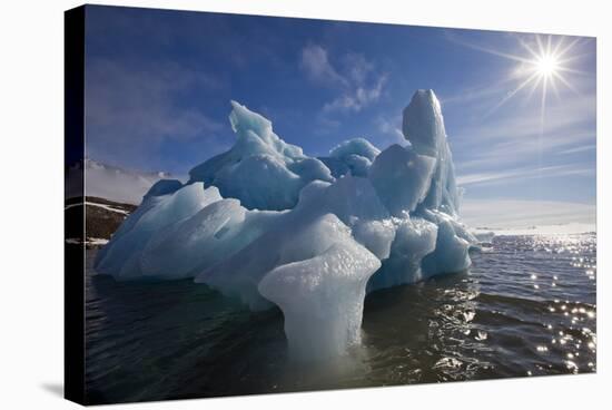 Iceberg Melting under Summer Sun in Burgerbukta Bay-Paul Souders-Stretched Canvas