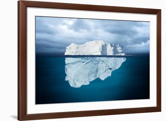Iceberg Mostly Underwater Floating in Ocean-Oskari Porkka-Framed Photographic Print