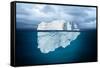 Iceberg Mostly Underwater Floating in Ocean-Oskari Porkka-Framed Stretched Canvas