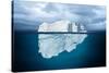 Iceberg Mostly Underwater Floating in Ocean-Oskari Porkka-Stretched Canvas