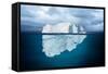 Iceberg Mostly Underwater Floating in Ocean-Oskari Porkka-Framed Stretched Canvas