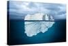 Iceberg Mostly Underwater Floating in Ocean-Oskari Porkka-Stretched Canvas